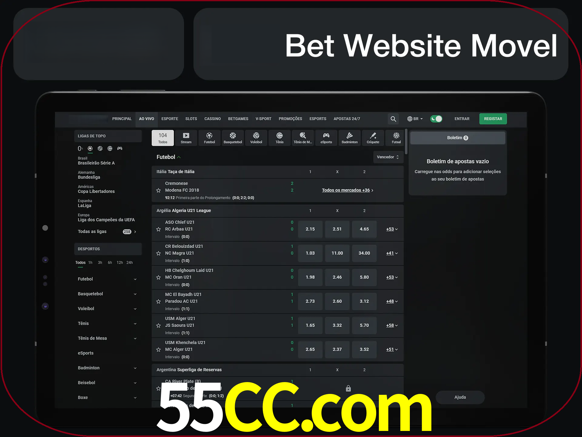 Use nosso website em qualquer dispositivo.